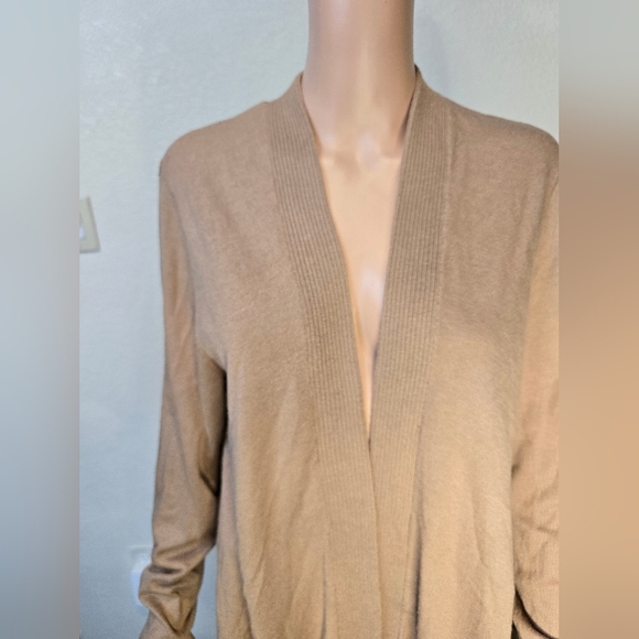 J. Jill Cardigan Sweater Size Large Open Front Tan - Picture 3 of 13